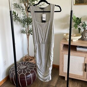 Square neck rouched tank dress